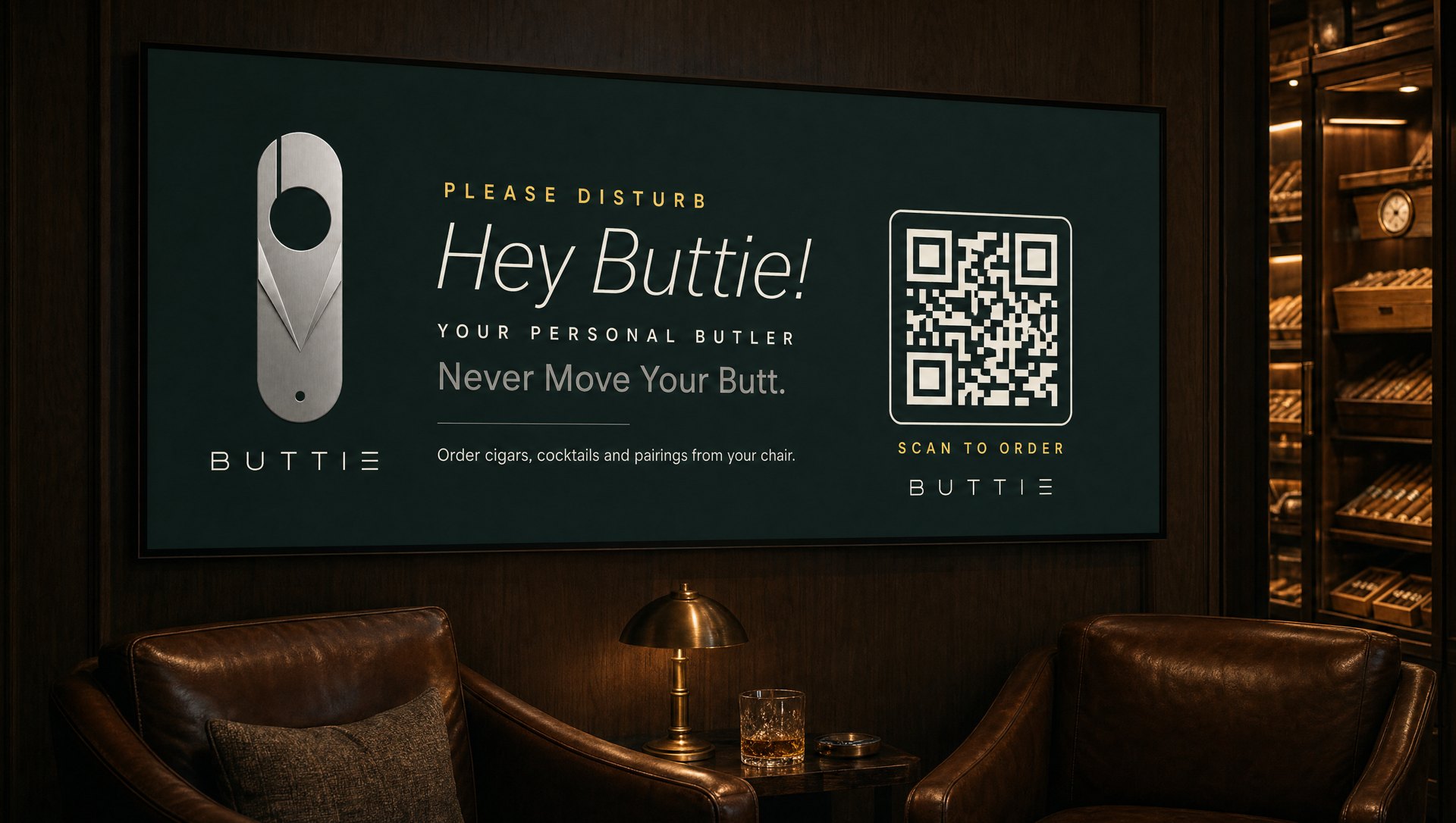 Buttie ad, cigar lounge graphite green